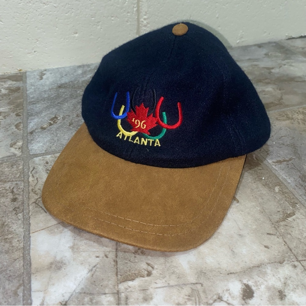 Vintage Atlanta 1996 Olympic Suede Hat unisex no official branding leather strap
